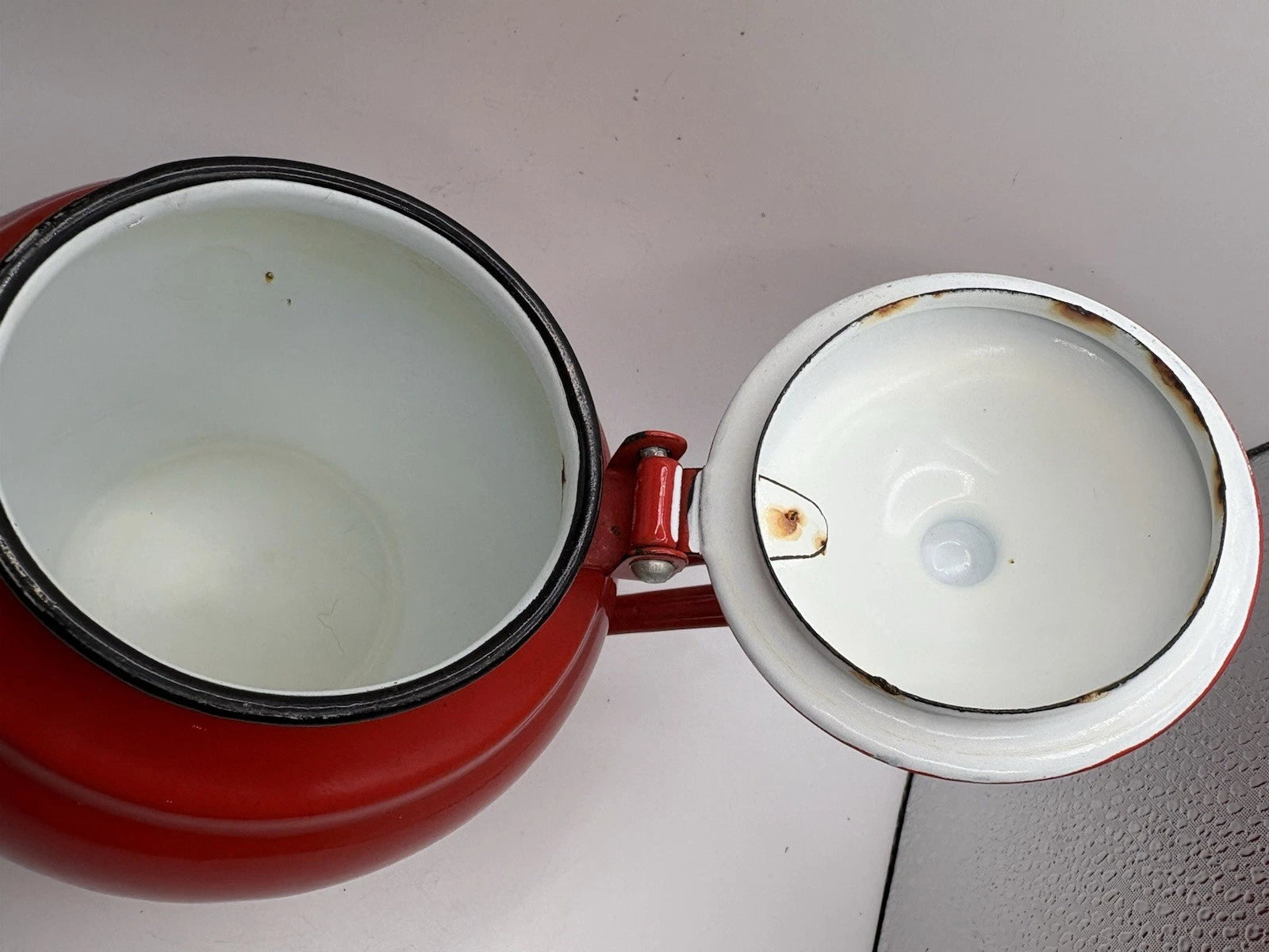Vintage 60s Red French Enamelware Teapot Kettle 3 Cups .7 Liters | eBay