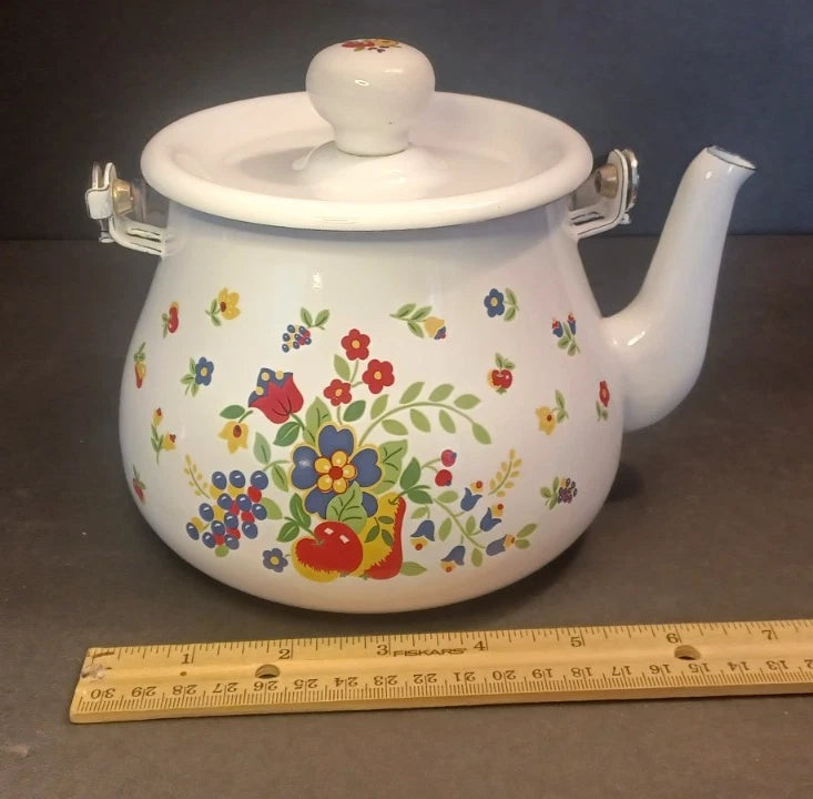 Vintage David Davir Enamel Tea Pot Kettle 5.5" Tall | eBay