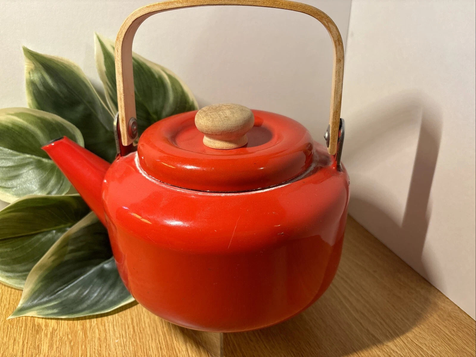 Scandinavian Design Enamel Teapot 1970s Vintage Kettle Wood Handle 1970s | eBay