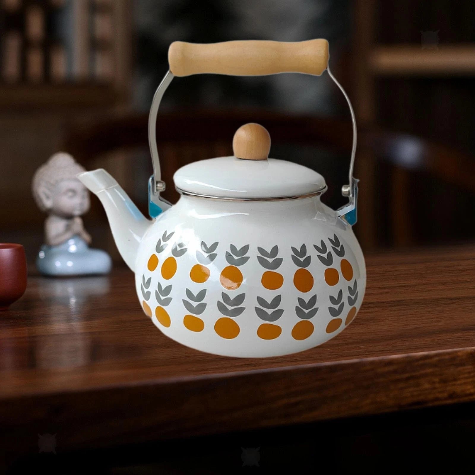 Enamel Teapot Coffee Pot 2.5L Large Capacity with Handle Vintage Porcelain Tea | eBay