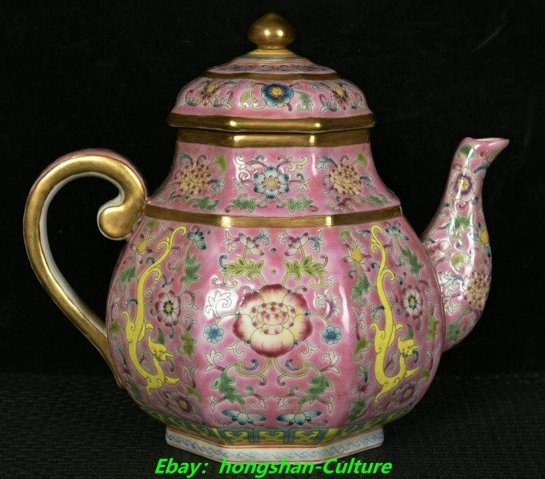 6.8" Yongzheng Enamel Colour Porcelain Gilt Dragon Lotus Wine Tea Pot Flagon | eBay