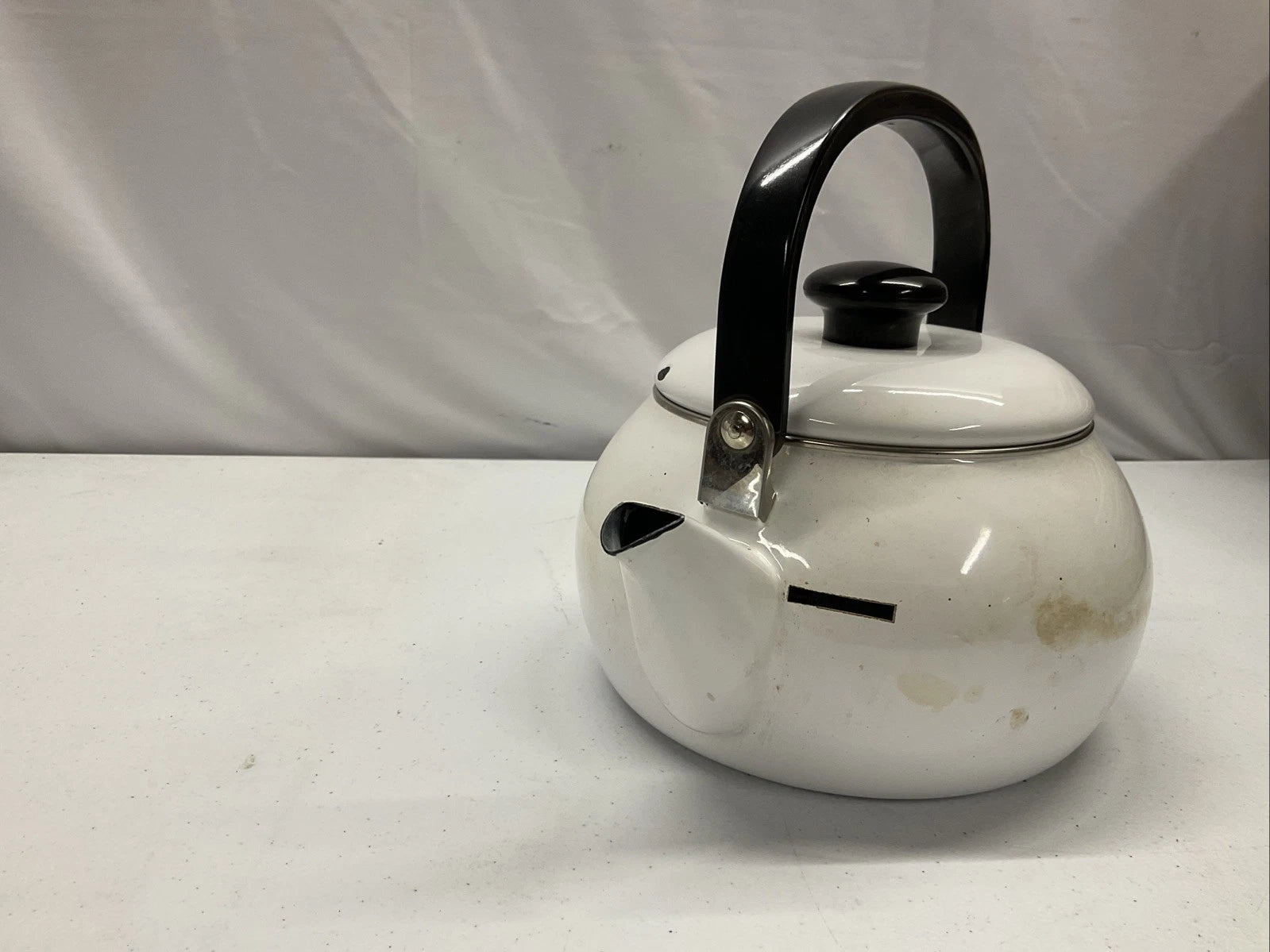Vintage SIAM FUJI WARE 2.3 Quart TEA POT KETTLE, White Enamel | eBay