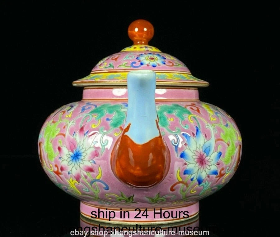 7.6" Qing Yongzheng Marked Enamel Porcelain Flower Leaf Pattern Wine Tea Pot | eBay