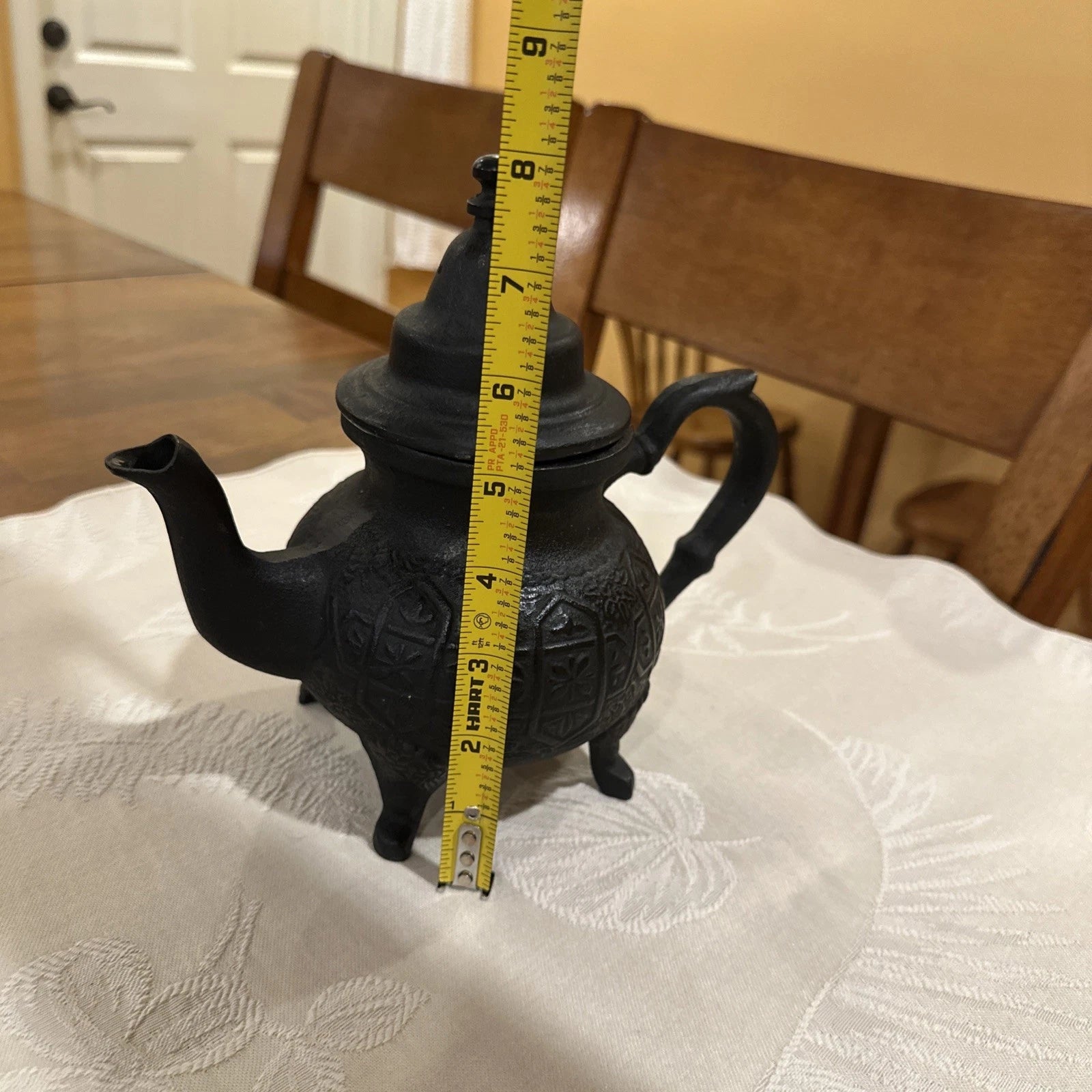 Moroccan Style Cast Iron Tea Pot Footed Enamel Lined with Lid and Handle 8” | eBay