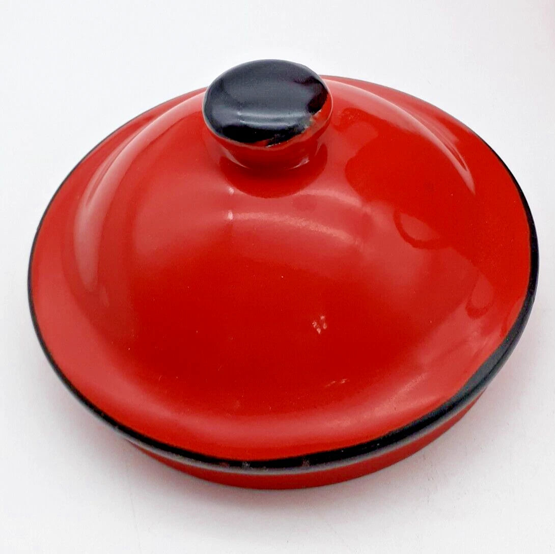 Red Enamel Teapot 9" Metal Enamelware Farmhouse Country Vintage Japan | eBay