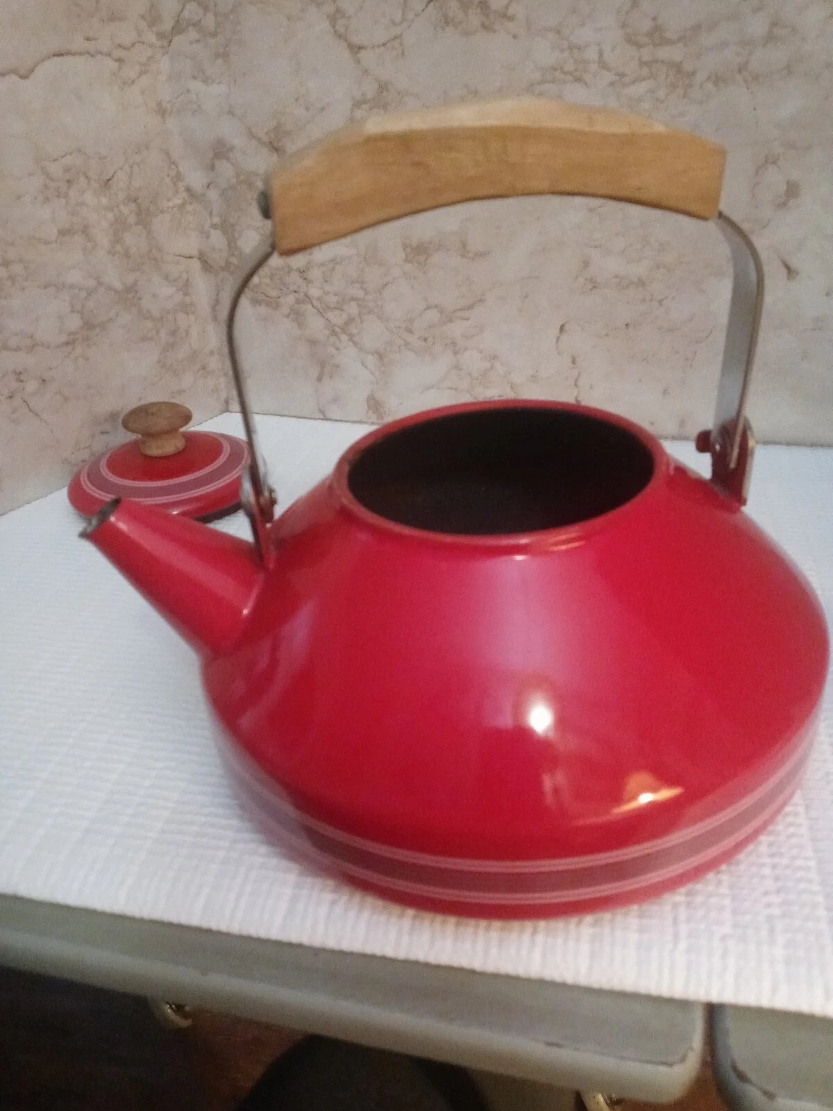 Mikasa Vintage Terra Cotta Enameled Teapot Hand Carved Wood Handle | eBay