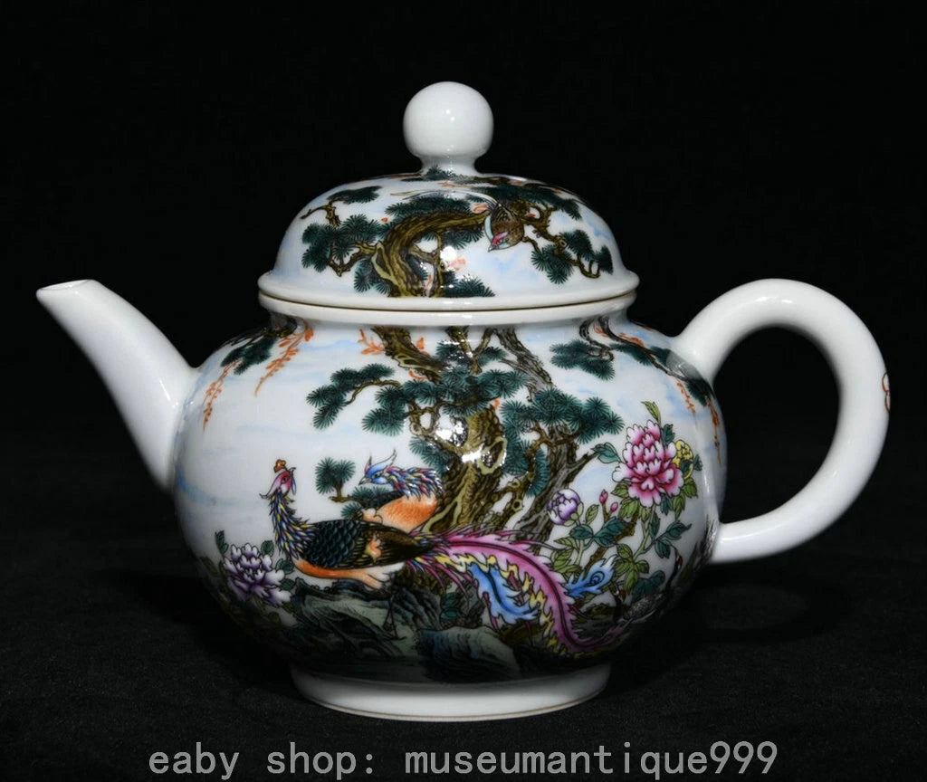 5.6" Old China Yongzheng Marked Colour Enamel Porcelain Phoenix Pine Teapot Pot | eBay
