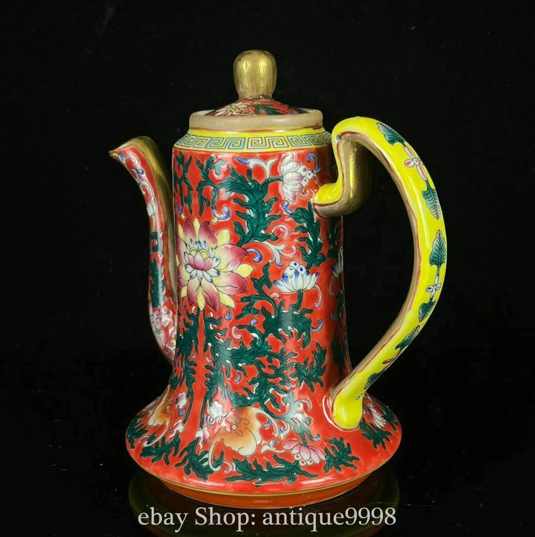 5.7'' Qing Yongzheng Enamel Color Porcelain Gilt Flower Bat Wine Tea Pot Flagon | eBay