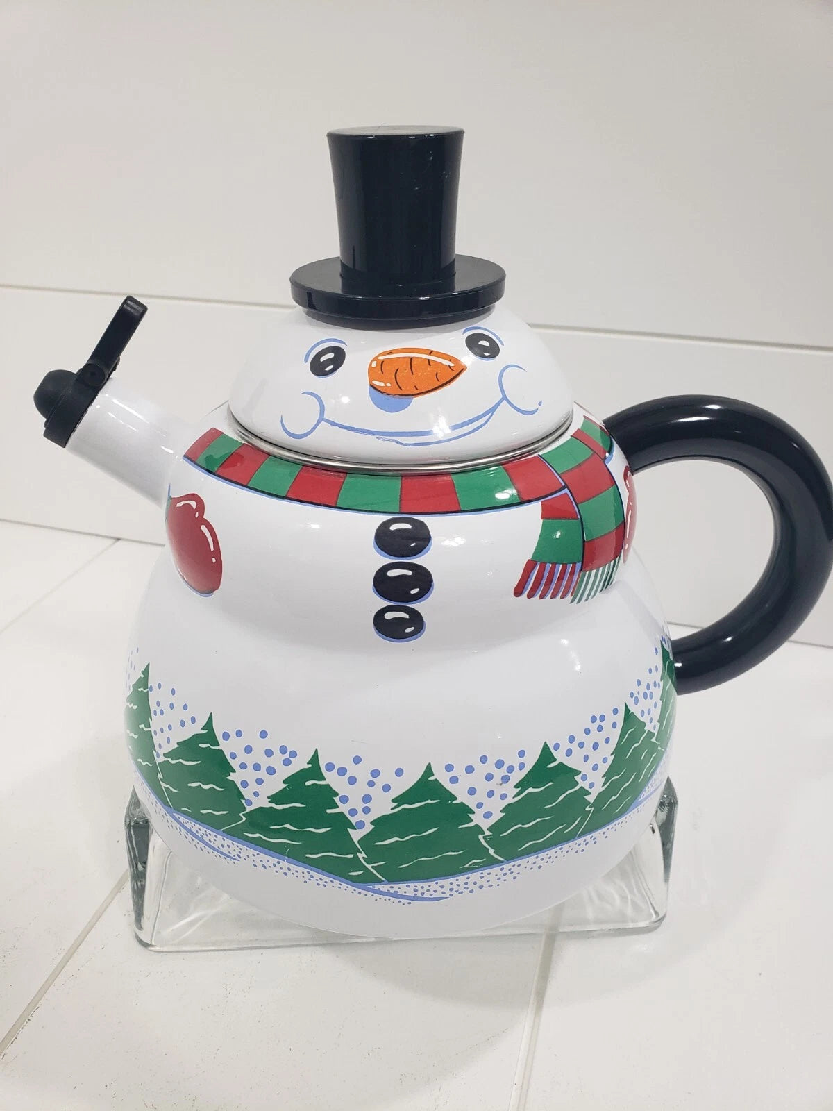 Roshco Snowman Teapot Kettle 3 QT Porcelain Enamel On Steel Vintage | eBay