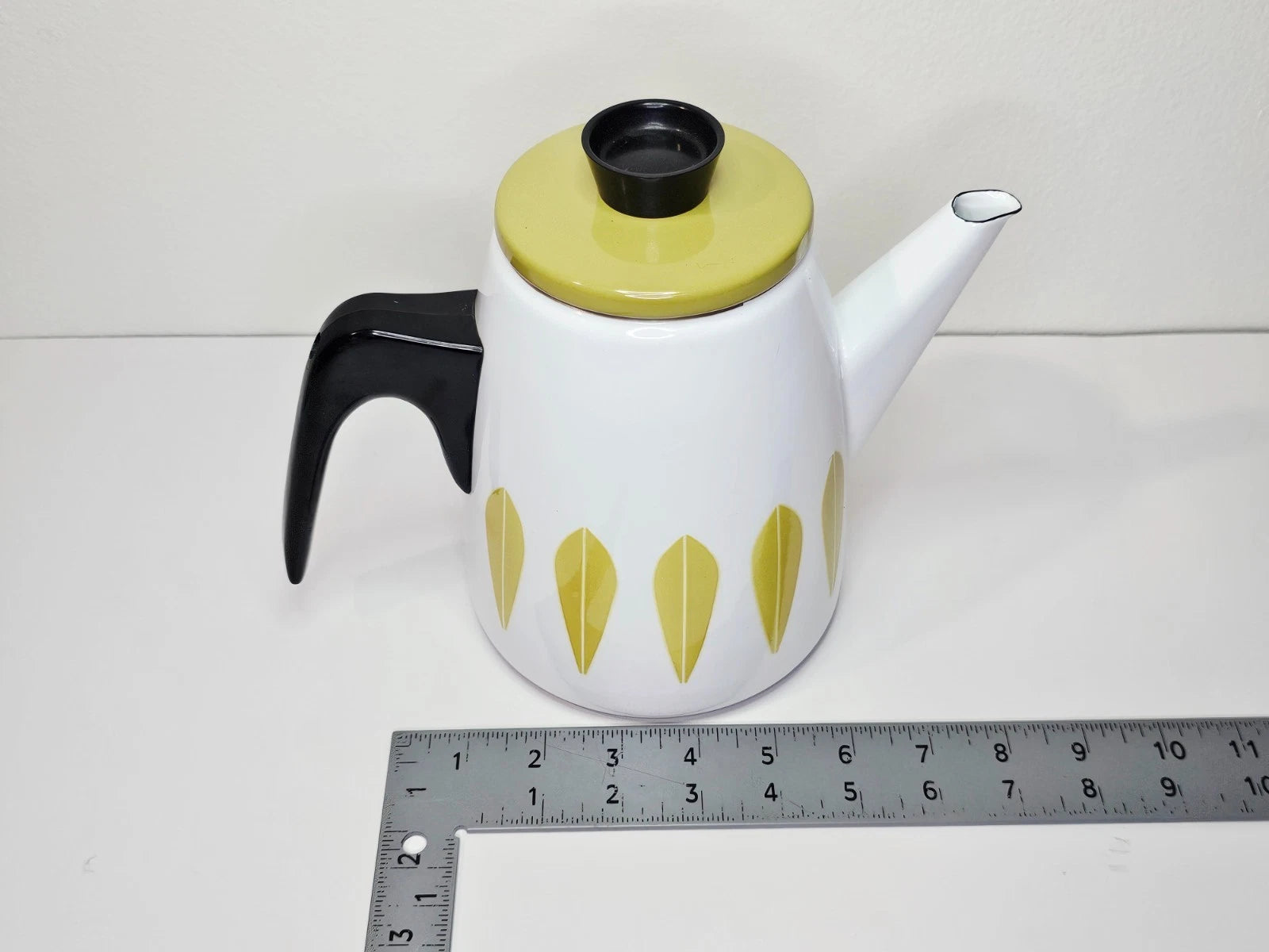 Cathrineholm Lotus Coffeepot White Olive Green Kettle Vintage MCM Teapot Enamel | eBay