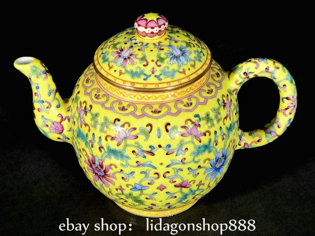 6.8" Qing Yongzheng Marked Enamel Porcelain Flower Leaf Pattern Wine Tea Pot | eBay