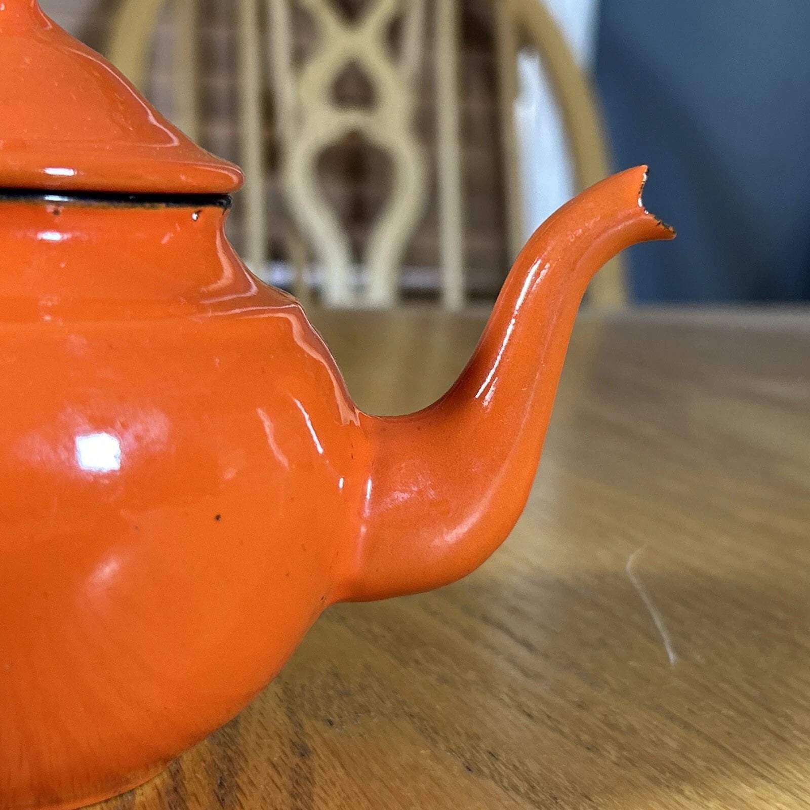 Vintage Teapot Porcelain Enamel Goose Neck Orange Small With Lid Japanese | eBay