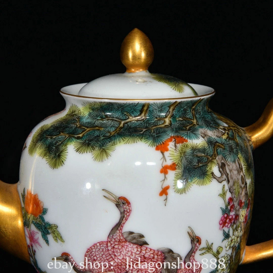 6.4"Yongzheng Marked Enamel Porcelain Gilt Flower Birds Tree Pattern Wine Teapot | eBay