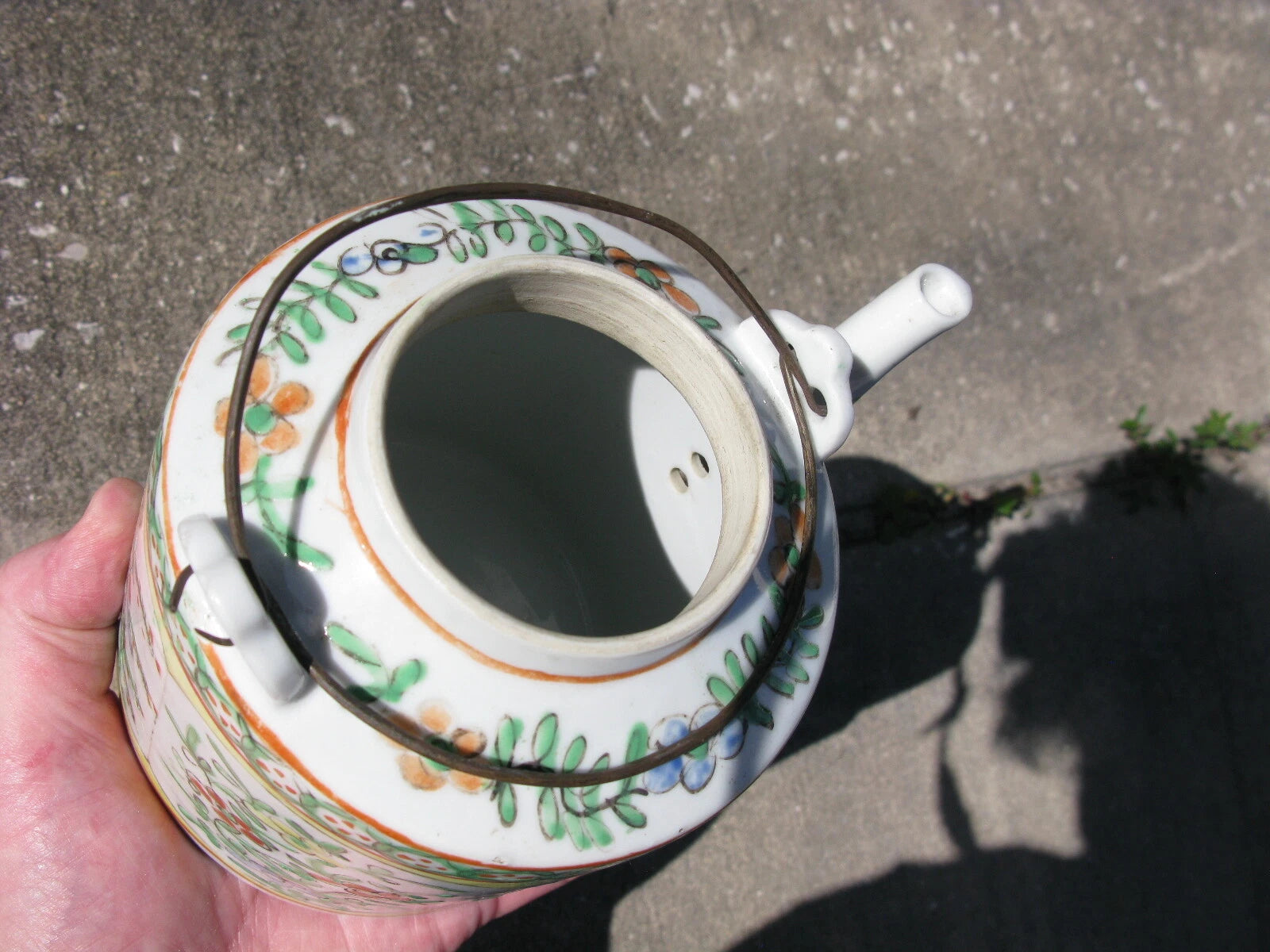 Antique Chinese porcelain teapot hand painted enamels in Famille Verte 19thC | eBay