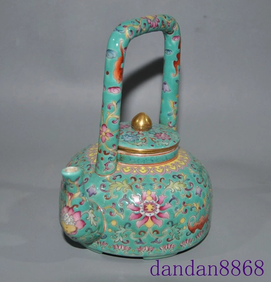 5.6"Old China cloisonne enamel porcelain flowers grain handle Tea makers Tea Pot | eBay
