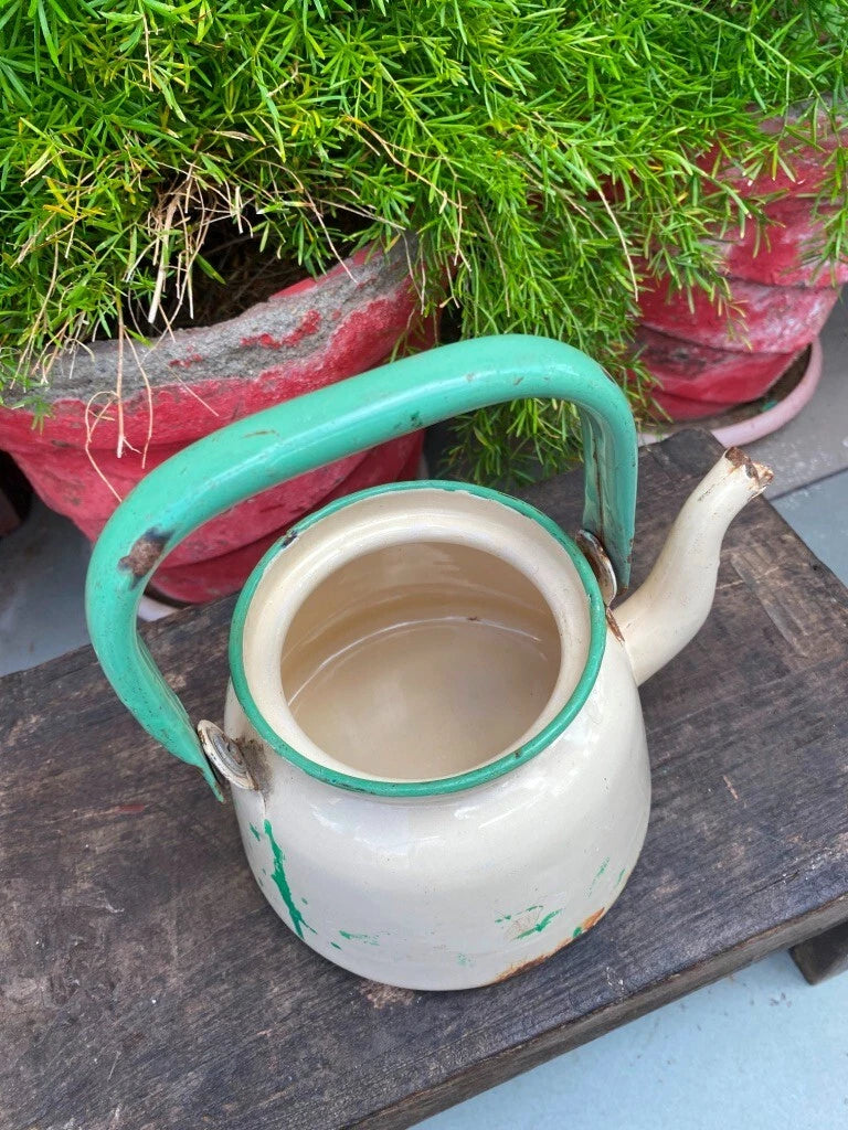 Antique Old Original Rustic Enamel Porcelain Teapot Tea Kettle Made In Polland | eBay
