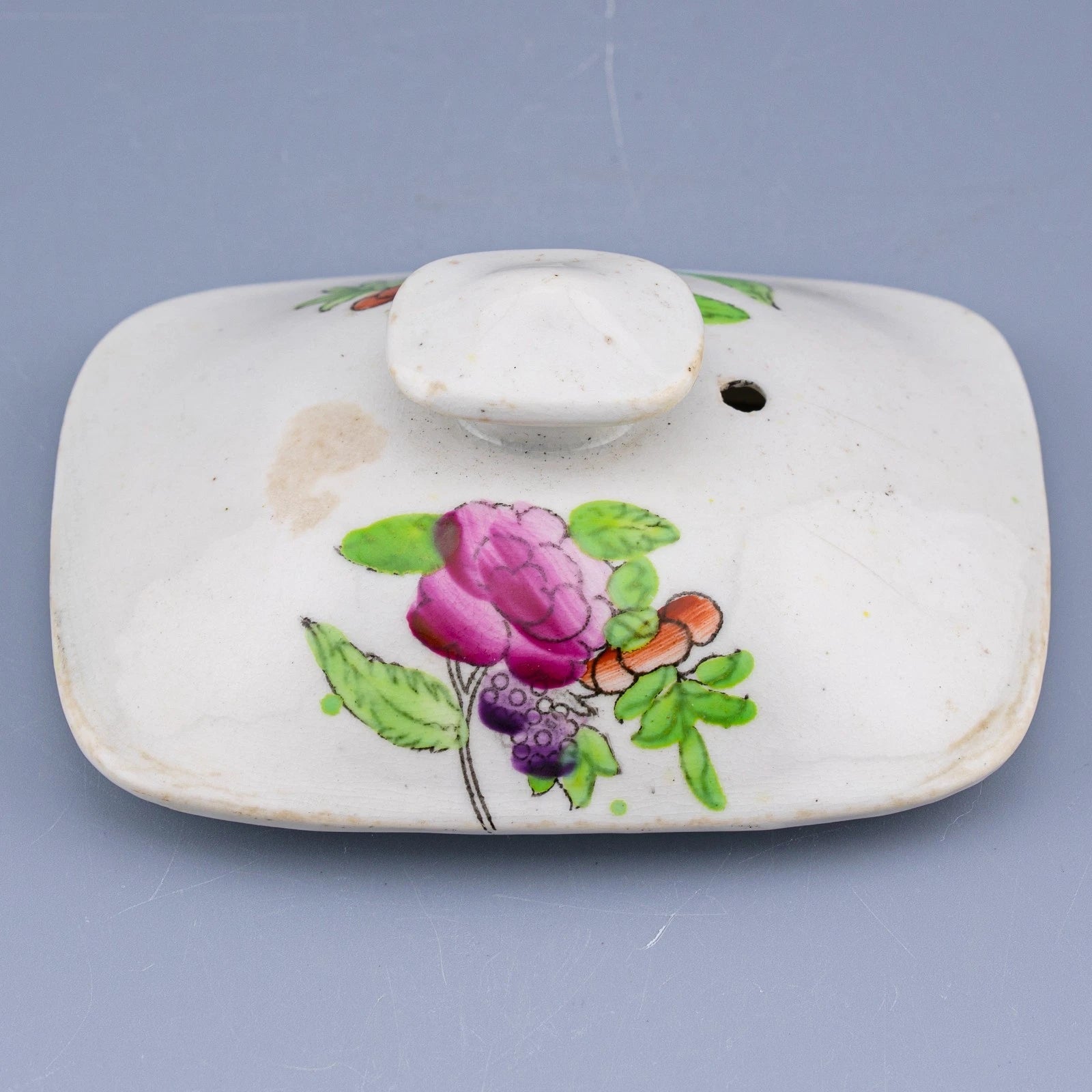 Antique English Porcelain Teapot Cover Floral Enamel Painted 19th Century | eBay