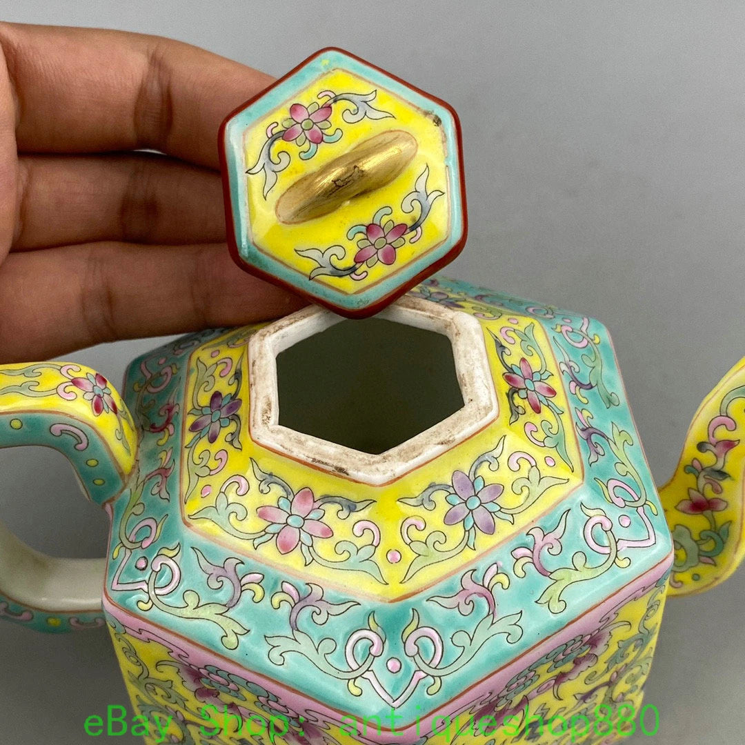6'' Yongzheng Marked Yellow Glaze Enamel Colour Porcelain Wine Tea Pot Flagon | eBay