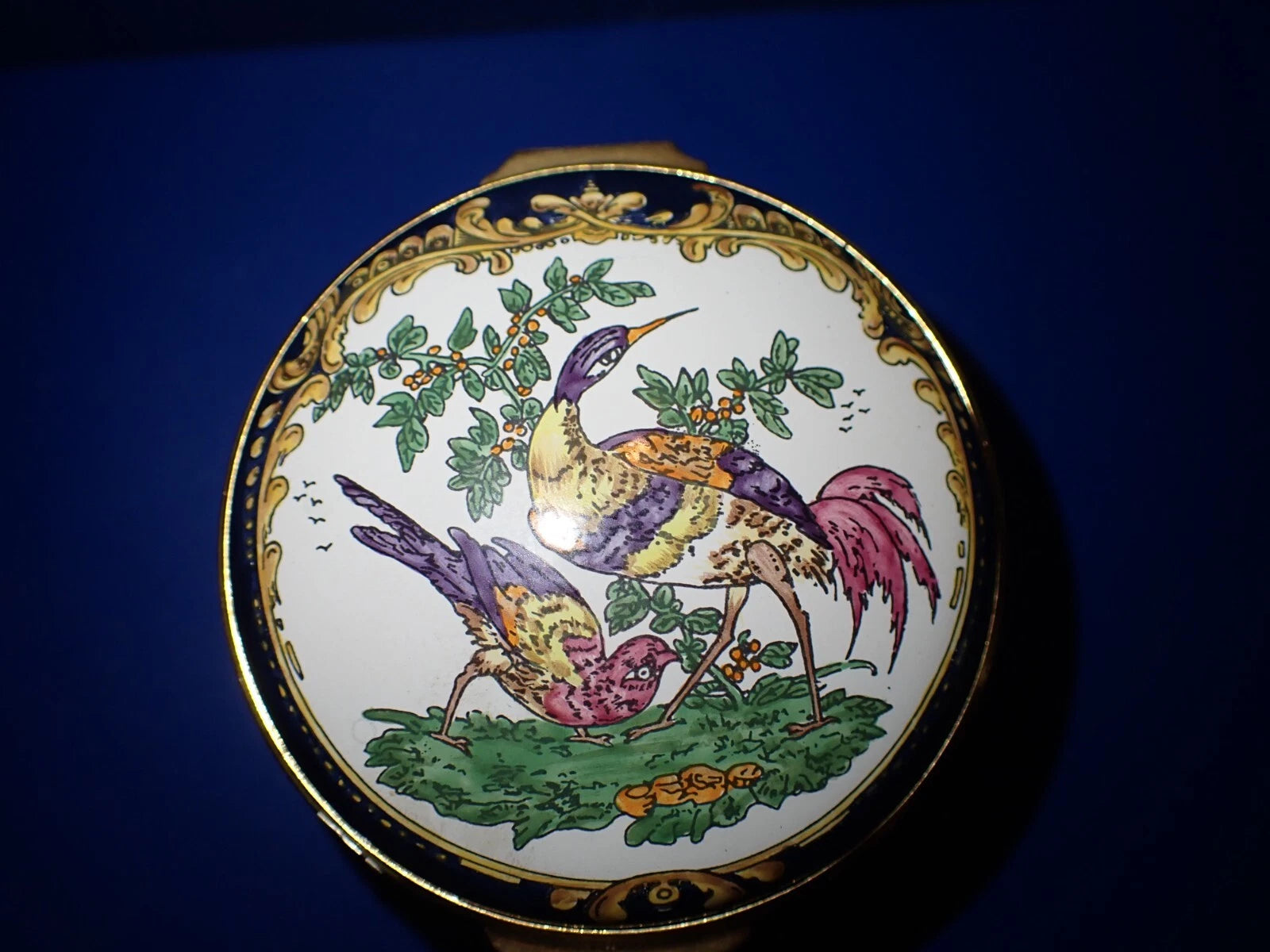 Crummles Enamel Trinket Box Exotic birds Worcester porcelain teapot | eBay