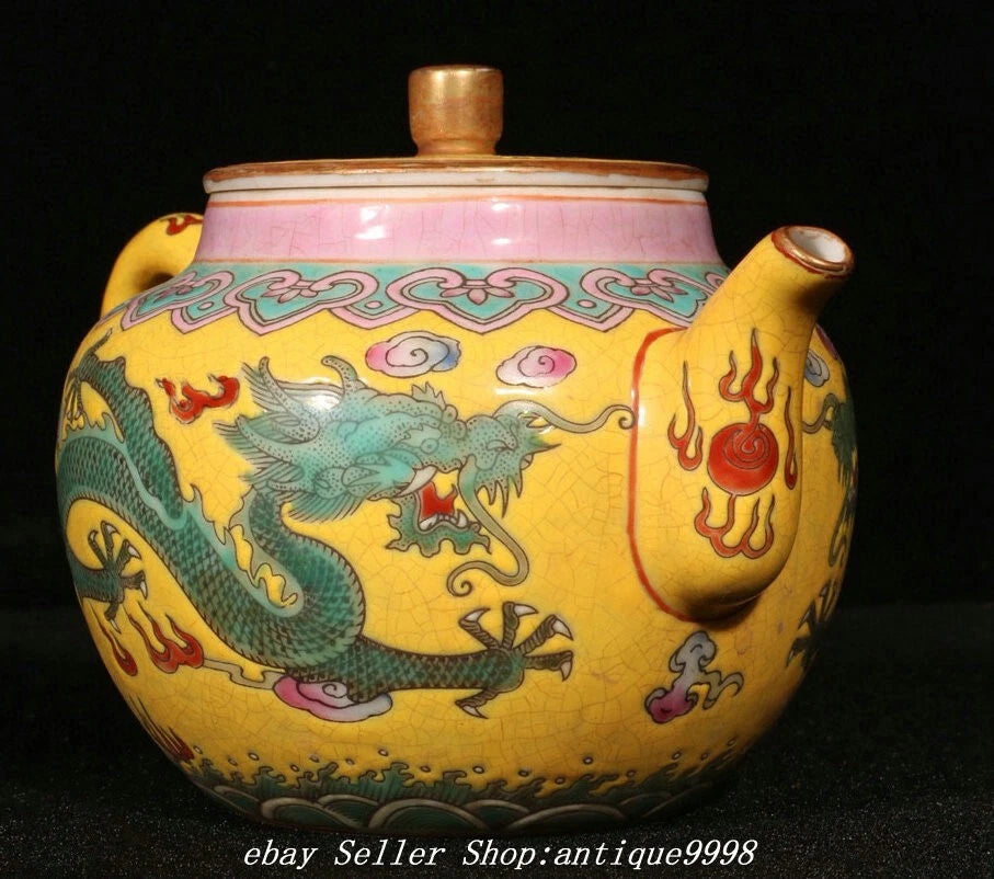 5.9"Old Qing Dynasty Enamel Color Porcelain Dragon Wine Tea Pot Flagon | eBay
