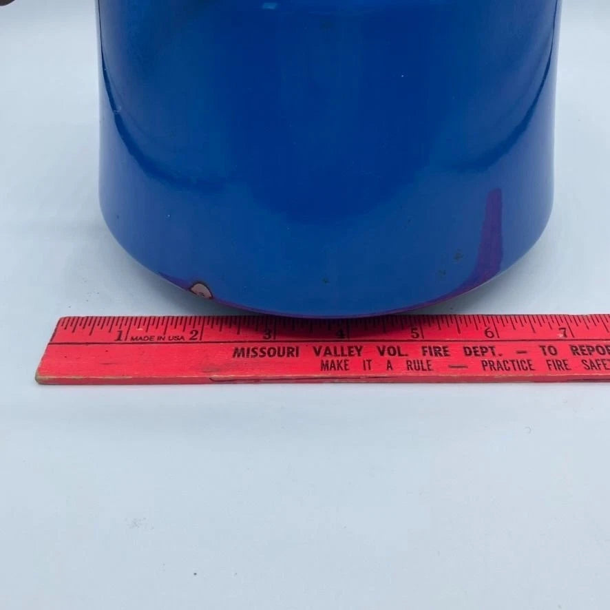 Vintage Dansk Kobenstyle Cobalt Blue Enamel Teapot Wooden Handle MCM Decor READ | eBay