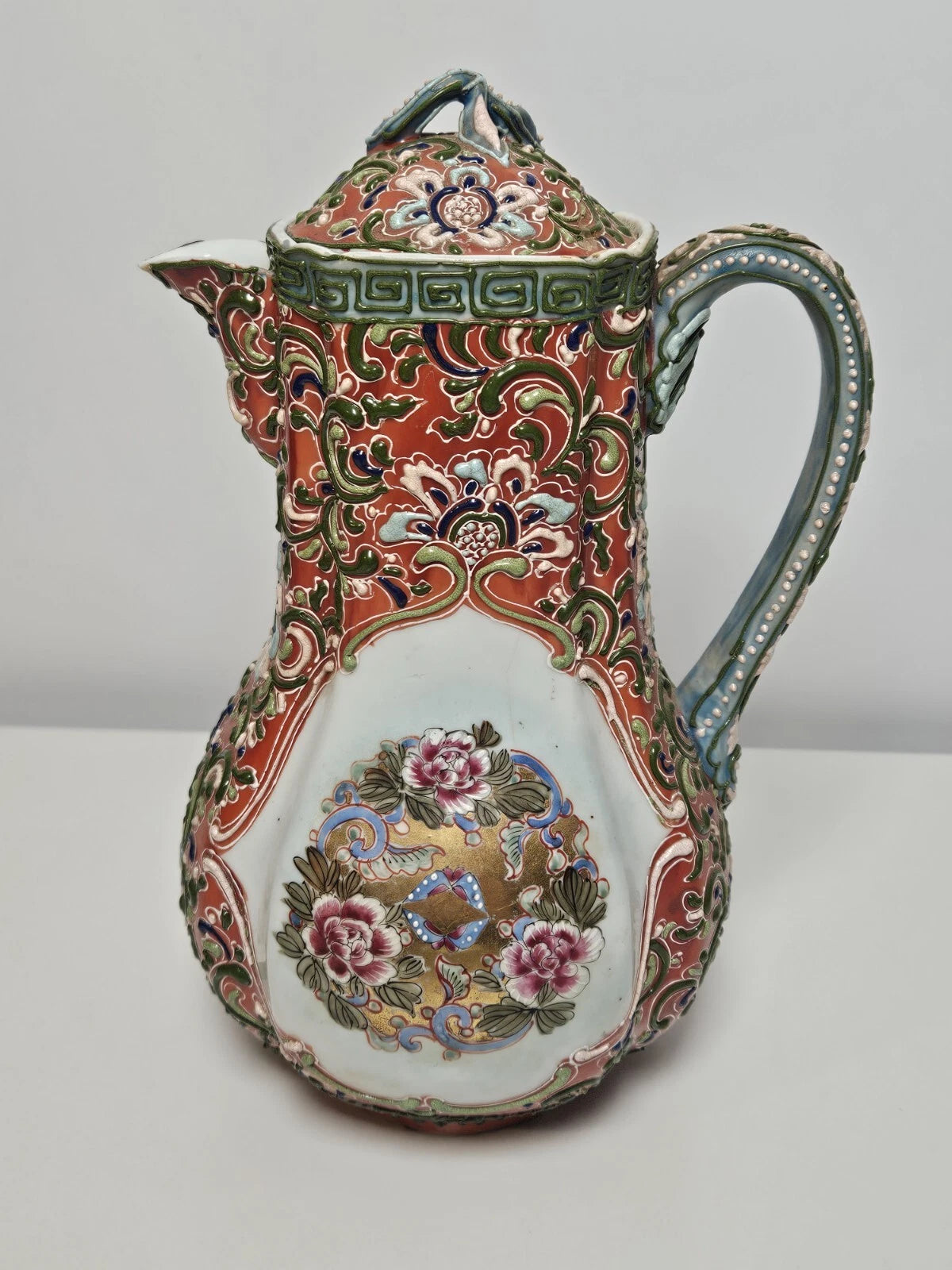 MORIAGE Antique Japanese Porcelain Hand Enameled Pitcher Teapot Repairs To Lid | eBay