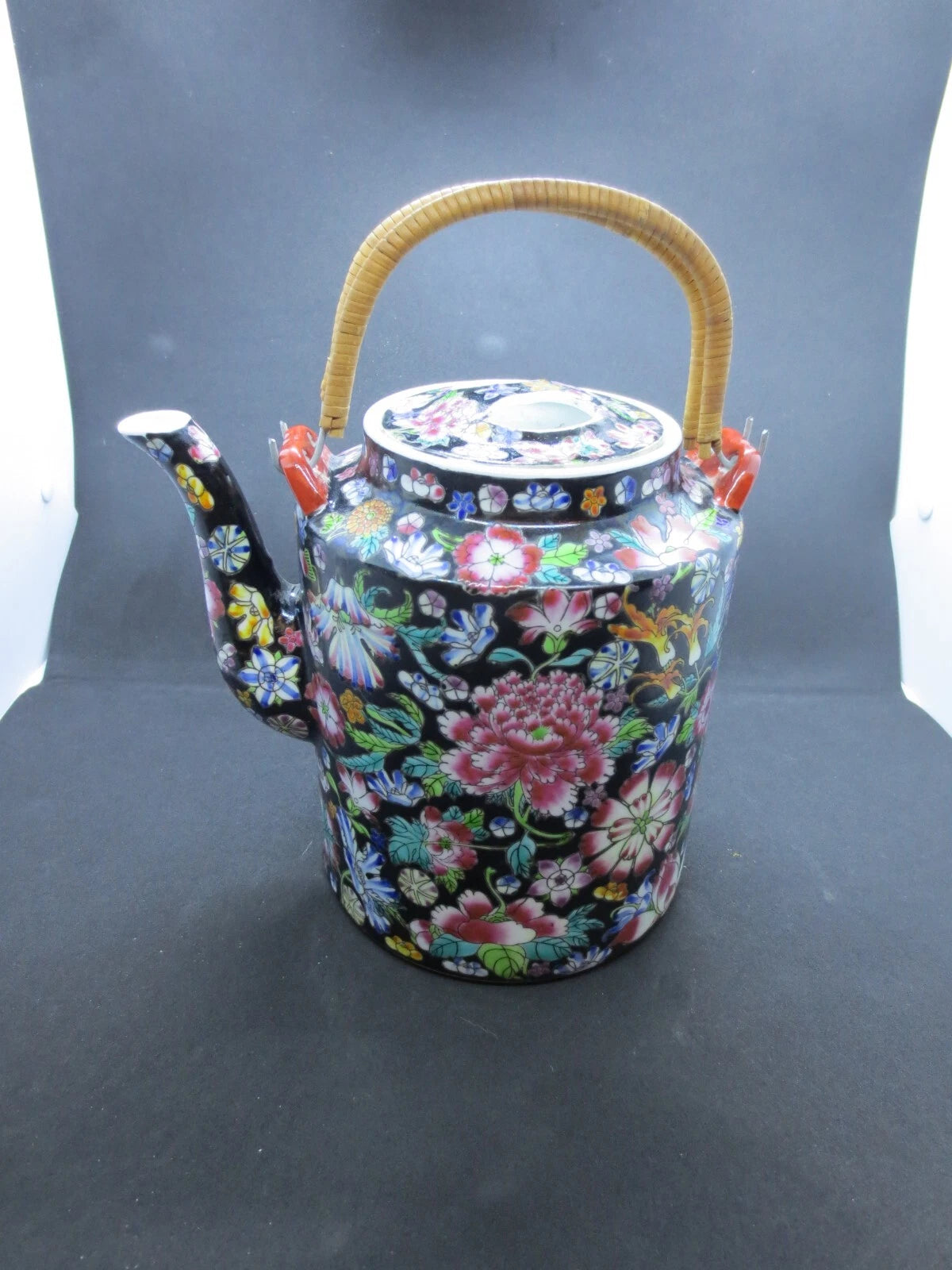 Vintage Chinese Hand Painted Mille Fleur Tea Pot Enameled Porcelain 1000 Flowers | eBay