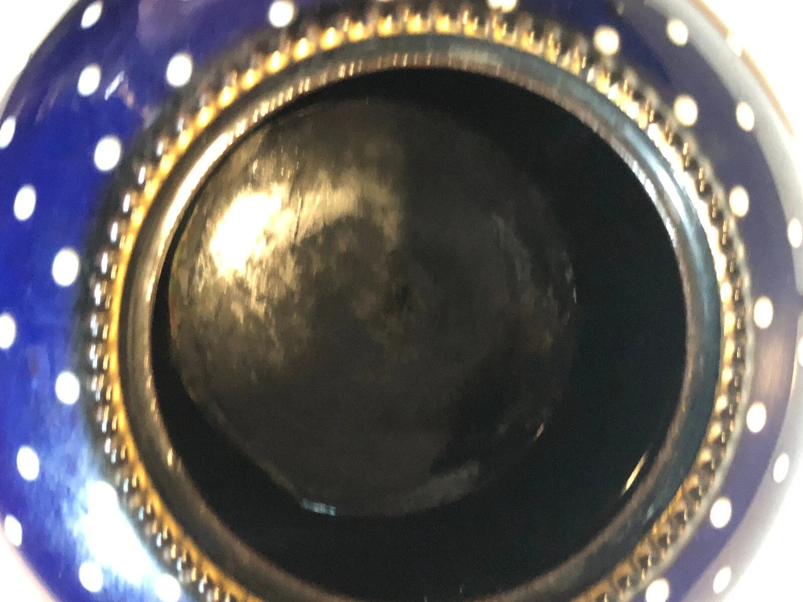 Vintage Teapot Cobalt Blue, Jet Black, White Enameled Dots with Gold Accents | eBay