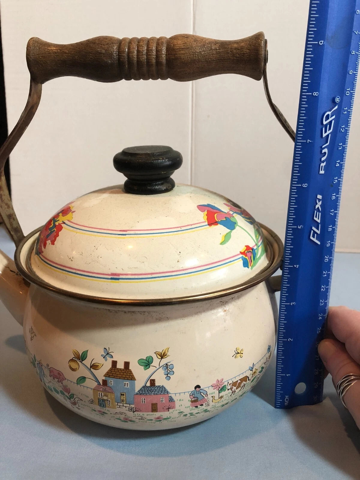 VINTAGE Enamel Teapot Tea Kettle #F44 | eBay