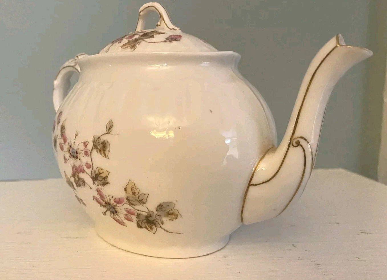 Antique CH Field Haviland Limoges Teapot French Porcelain Hand Enameled GDM Gold | eBay