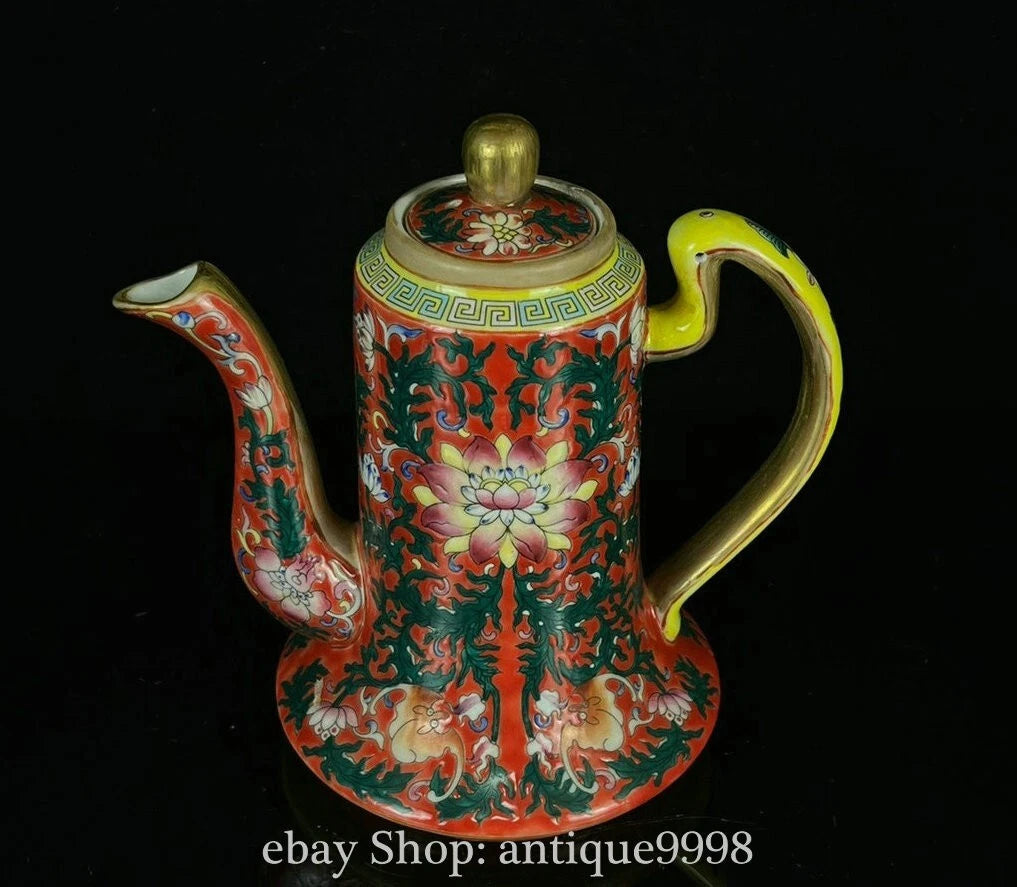 5.7'' Qing Yongzheng Enamel Color Porcelain Gilt Flower Bat Wine Tea Pot Flagon | eBay