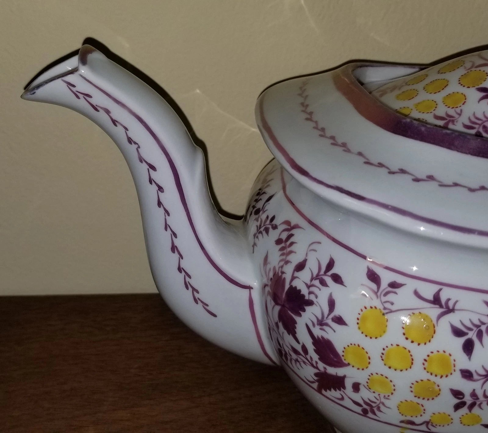 C.1810-1820 Georgian Porcelain Teapot Pink Luster Yellow Enamel Exc. Condition | eBay