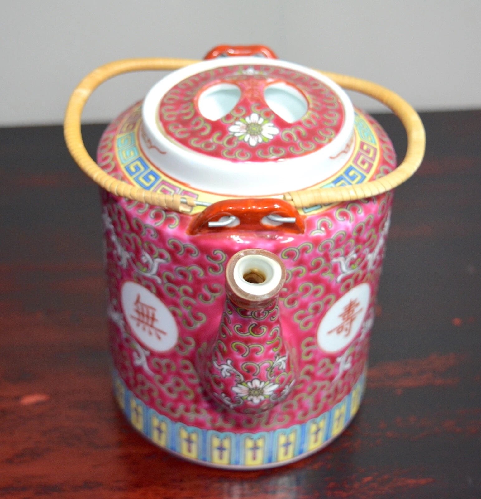 Chinese Famille Rose Enameled Porcelain Tea Pot Early 20thC Extra Lid & Basket | eBay