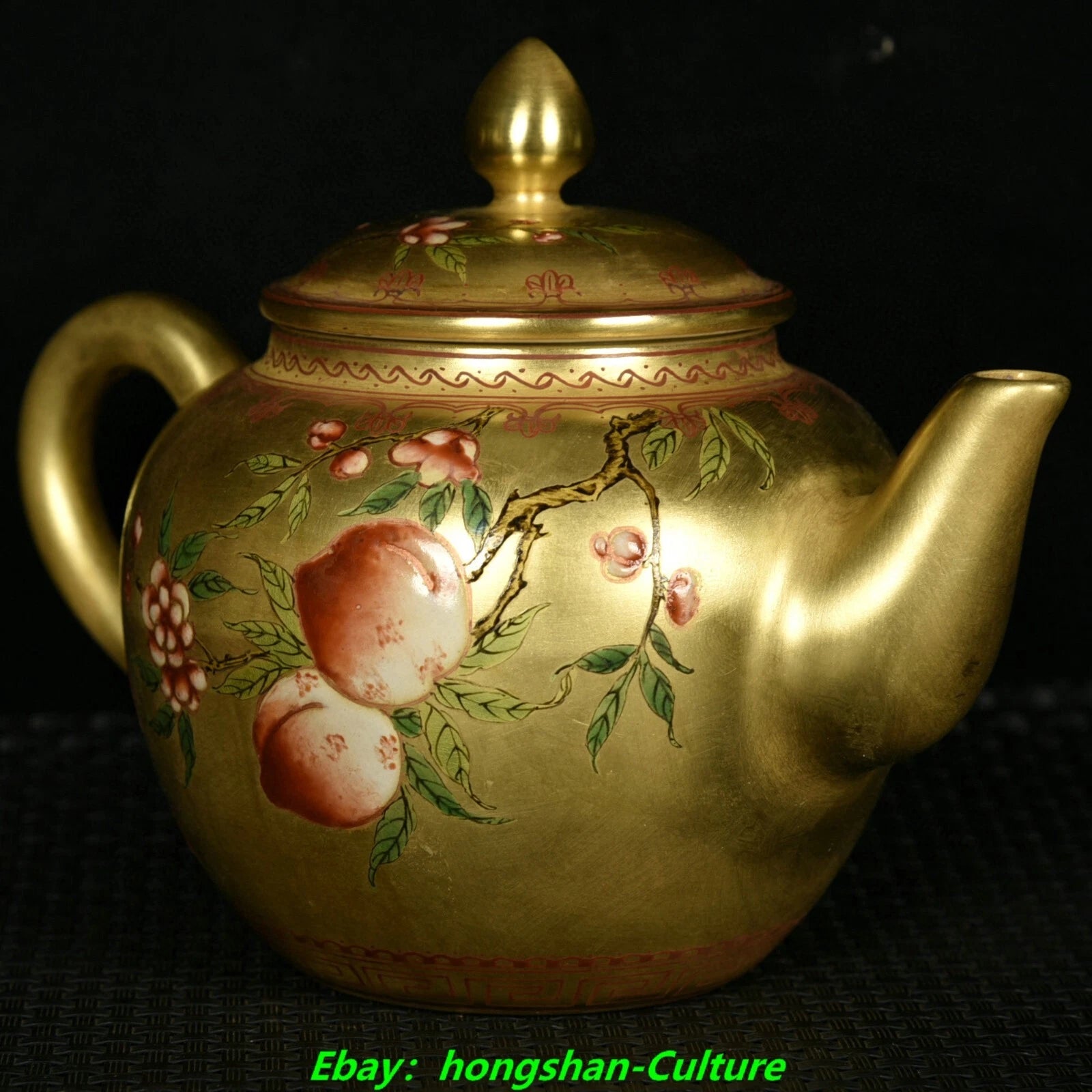5.7" Qianlong Enamel Colour Porcelain Gold Bat Peach Pattern Wine Tea Pot Flagon | eBay