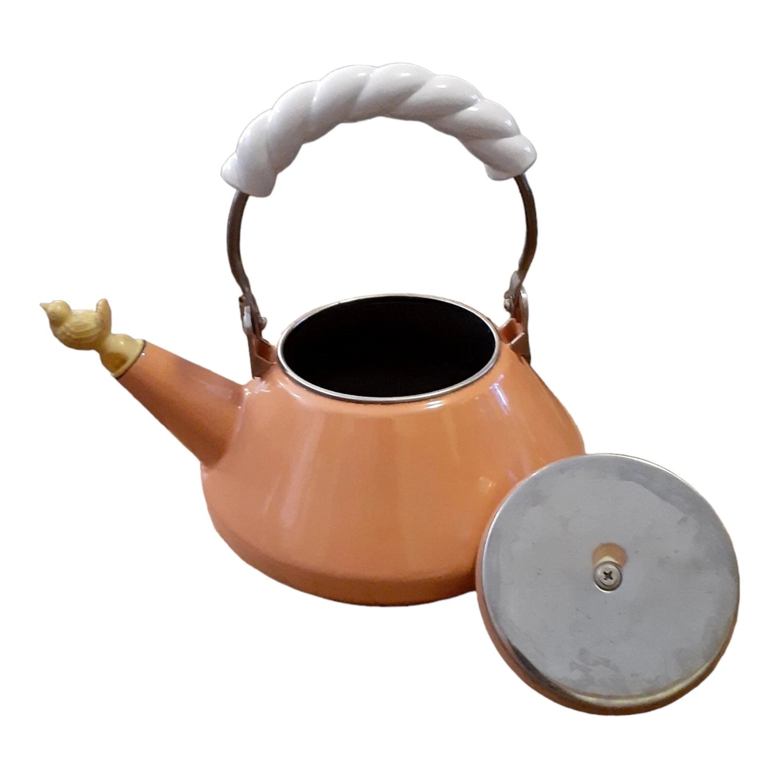 Vtg Pink Enamel Teapot Kettle Wood Handle 1980s Mauve Planter | eBay