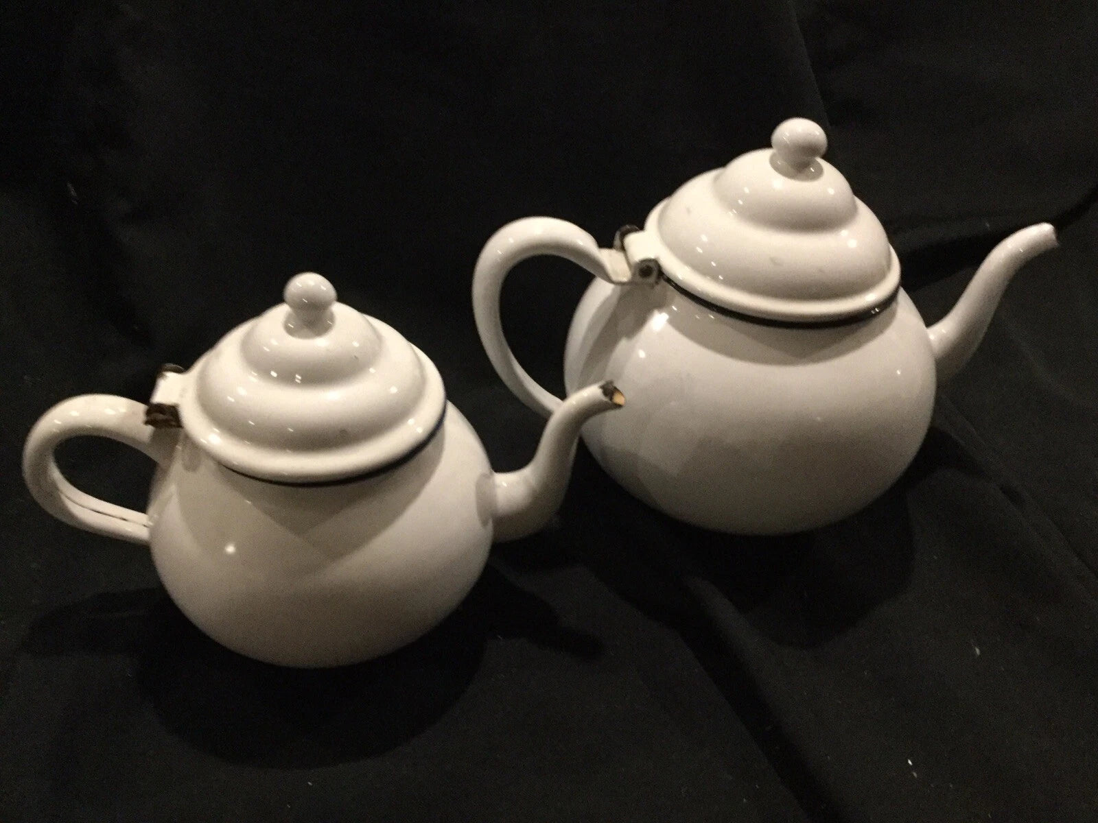 Antique Pair of porcelain Enamel White Tea pots j1 | eBay