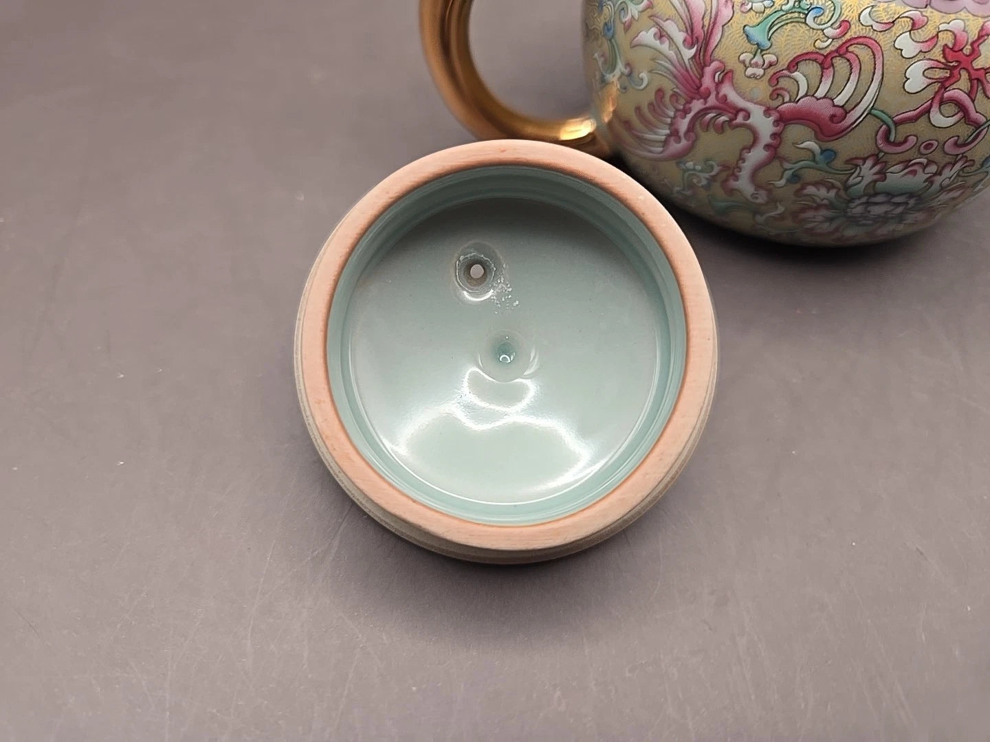 Gold Painting Enamel Ceramic Teapot Teal Floral Single Serving | eBay