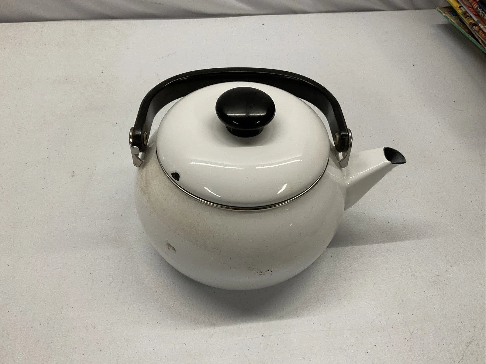 Vintage SIAM FUJI WARE 2.3 Quart TEA POT KETTLE, White Enamel | eBay