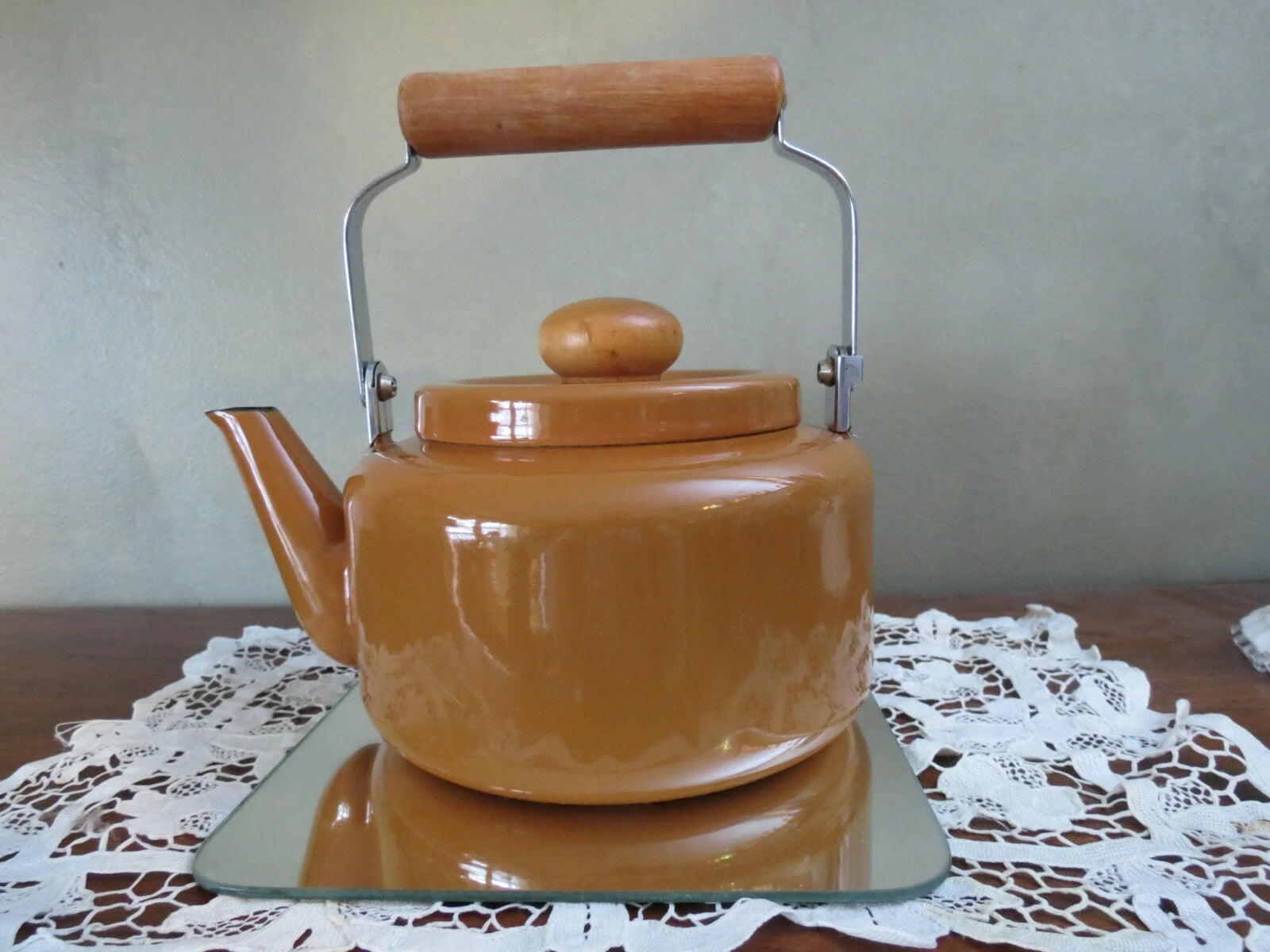 Vintage Gold/Light Brown Enameled Teapot | eBay