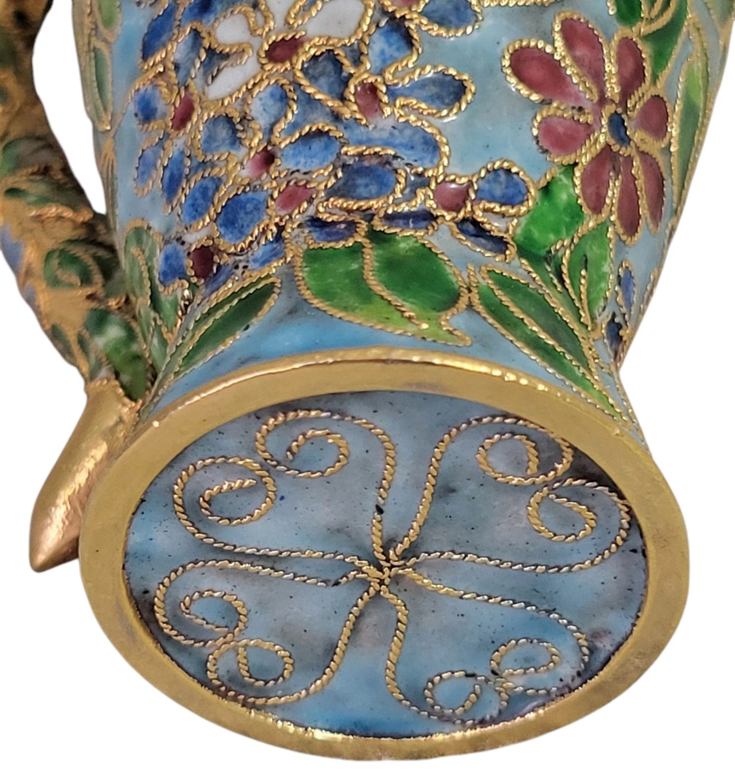 Vintage NYCO Enameled Cloisonne Miniature Teapot Floral Blue Pink Green Gold 5" | eBay