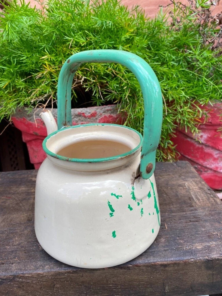Antique Old Original Rustic Enamel Porcelain Teapot Tea Kettle Made In Polland | eBay