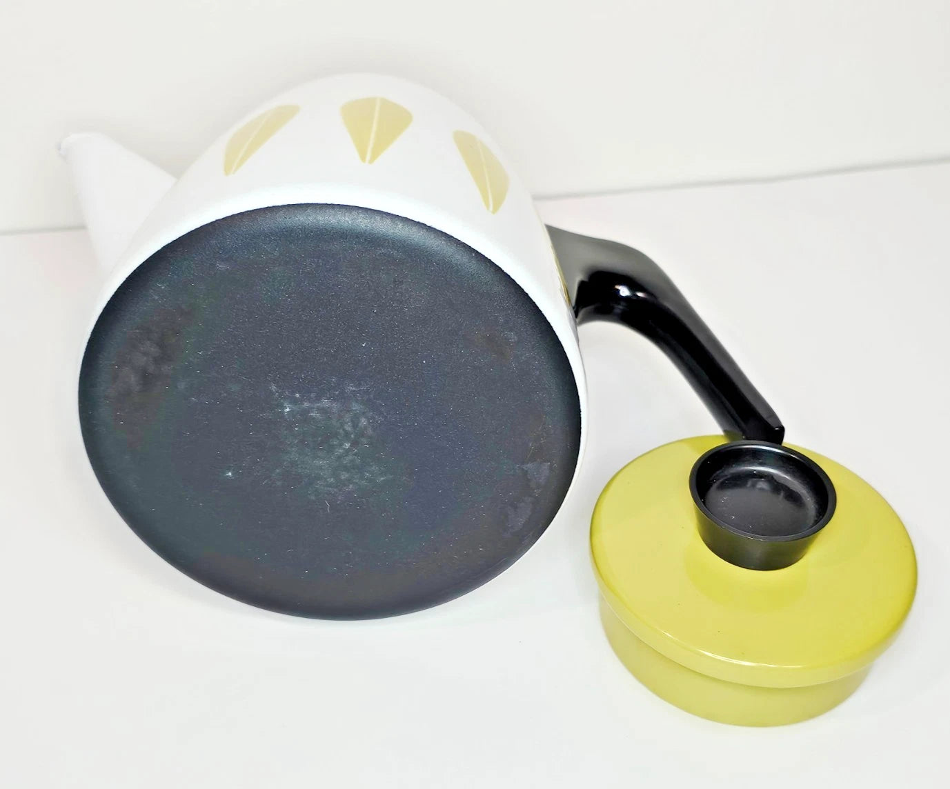 Cathrineholm Lotus Coffeepot White Olive Green Kettle Vintage MCM Teapot Enamel | eBay