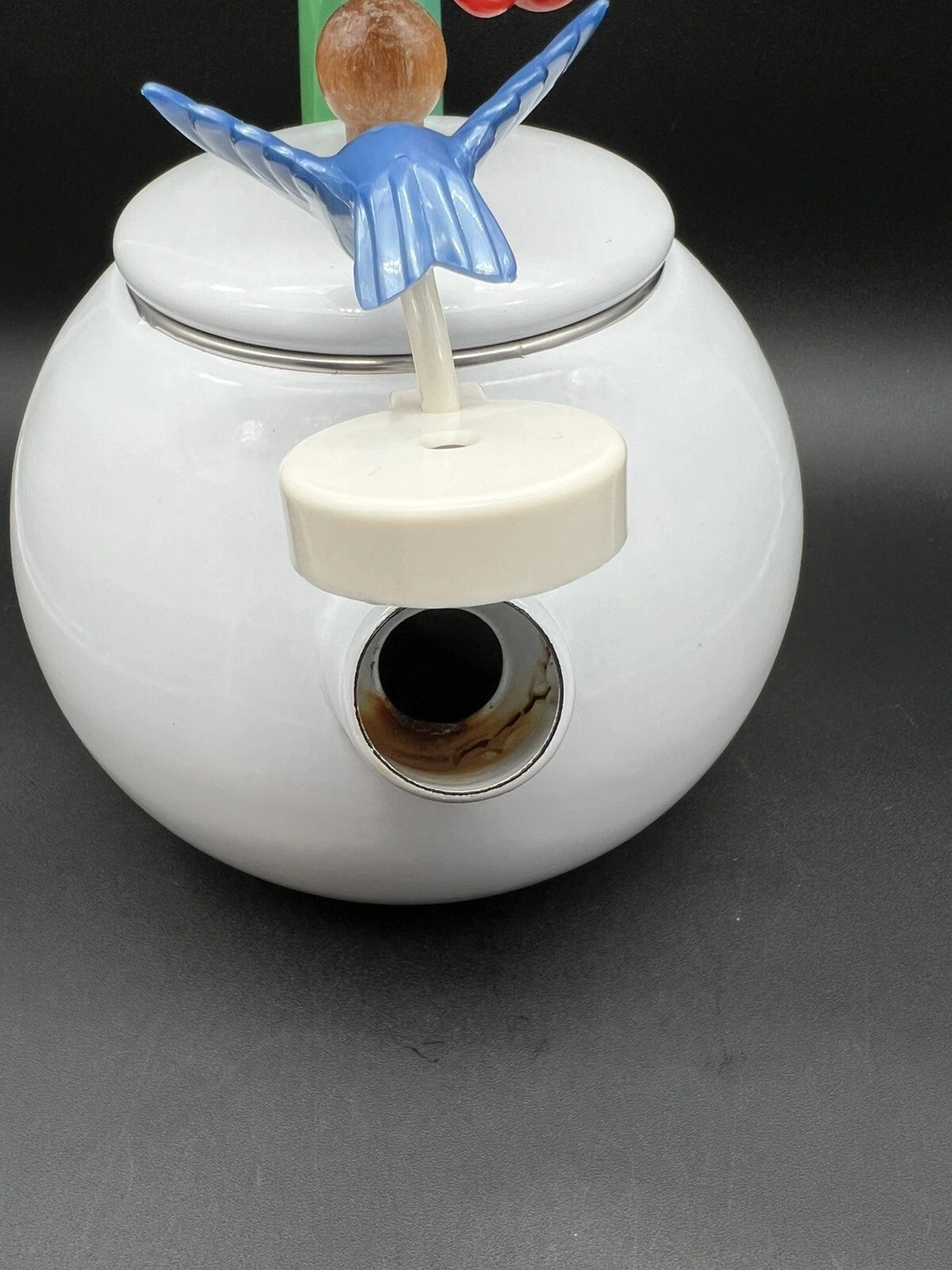 Enamel Metal Teapot Kettle With Tulips Handle And A Humming Bird. | eBay