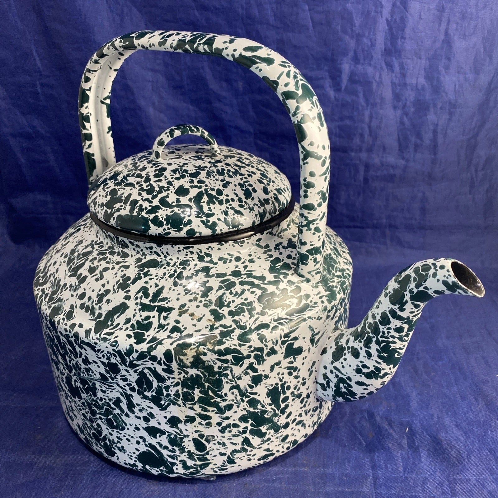 Enamel Ware Teapot Green And White Speckled Splatter EnamelWare New | eBay