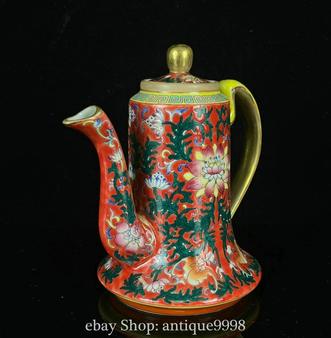 5.7'' Qing Yongzheng Enamel Color Porcelain Gilt Flower Bat Wine Tea Pot Flagon | eBay