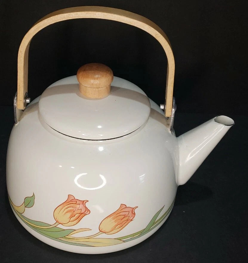 Vintage Tulip Enamel Tea Pot - Gourmet Kitchen by Himark - Tiawan | eBay