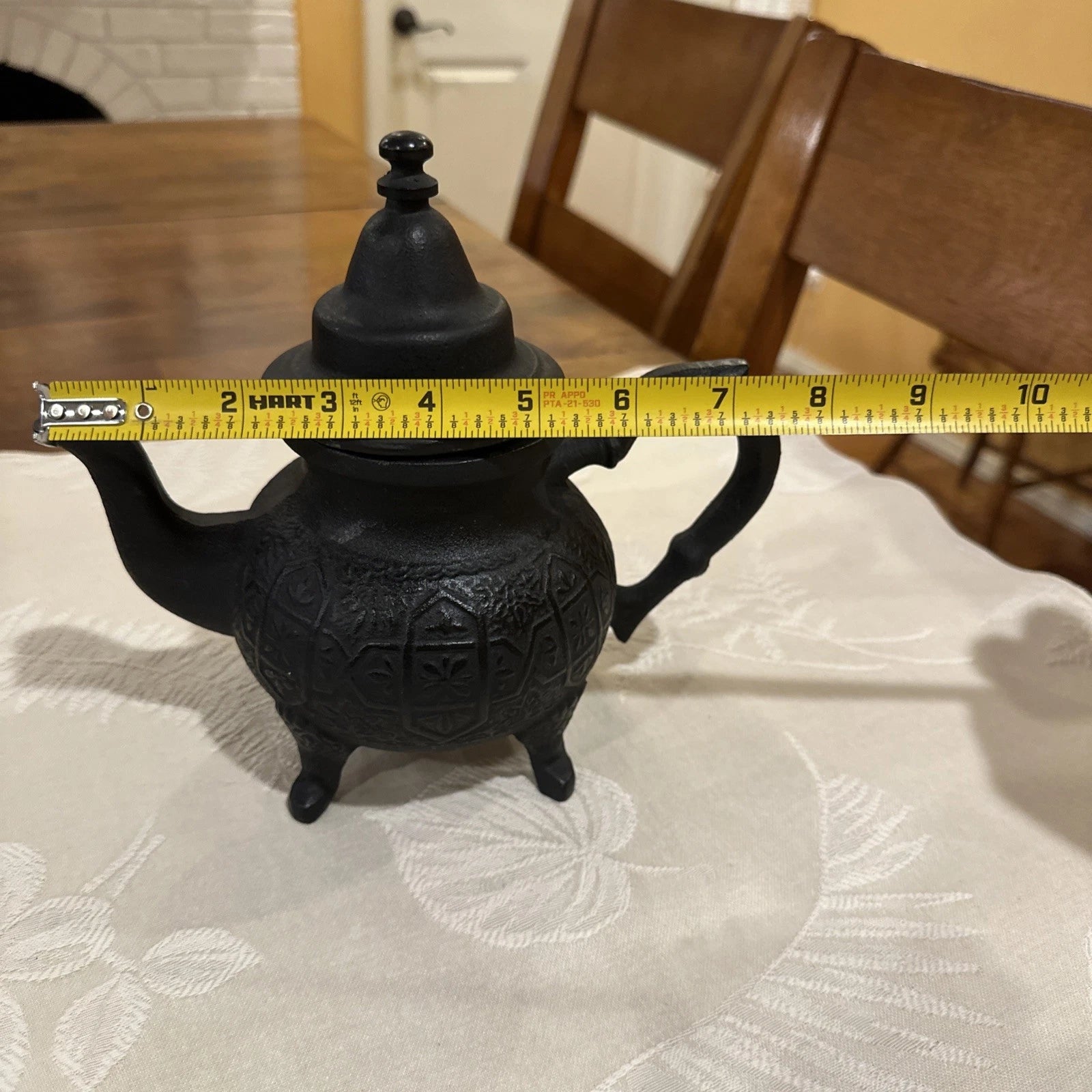 Moroccan Style Cast Iron Tea Pot Footed Enamel Lined with Lid and Handle 8” | eBay