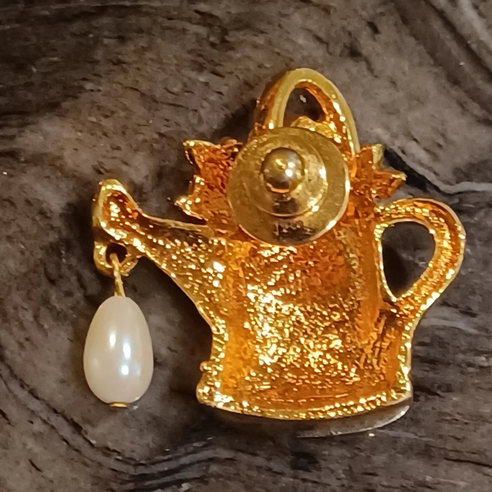 2-Vtg Avon teapot pins brooches marked porcelain faux pearl gold tone enamel | eBay