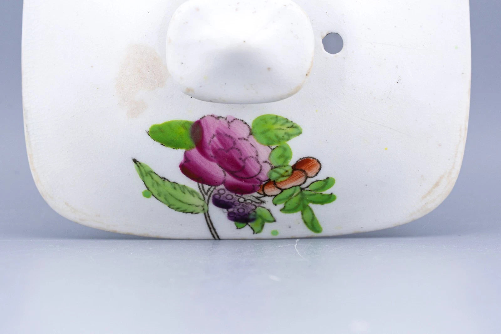 Antique English Porcelain Teapot Cover Floral Enamel Painted 19th Century | eBay