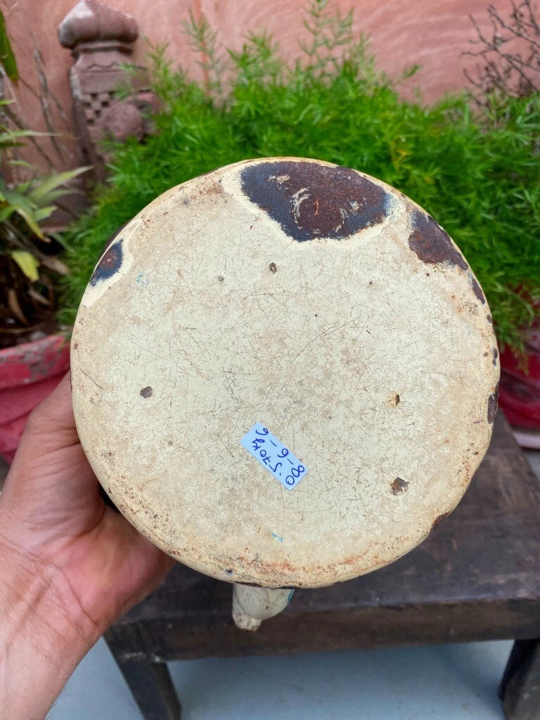 Collectible Old Cream Green Rustic Enamel Porcelain Teapot Tea Kettle | eBay